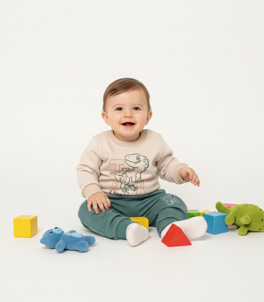 Crew Neck T-Rex Boys' Sweatshirt And Sweatpants